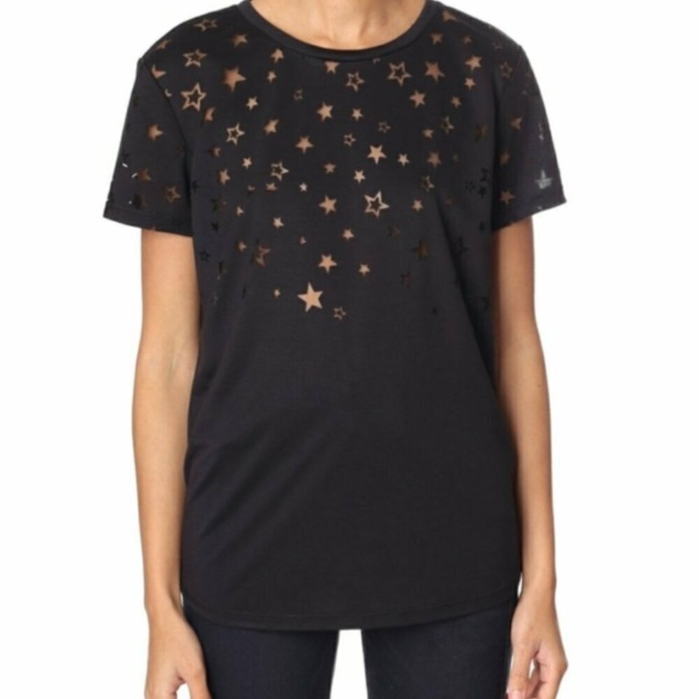 Scotch & Soda Burnout Tee Black Stars Soft XS